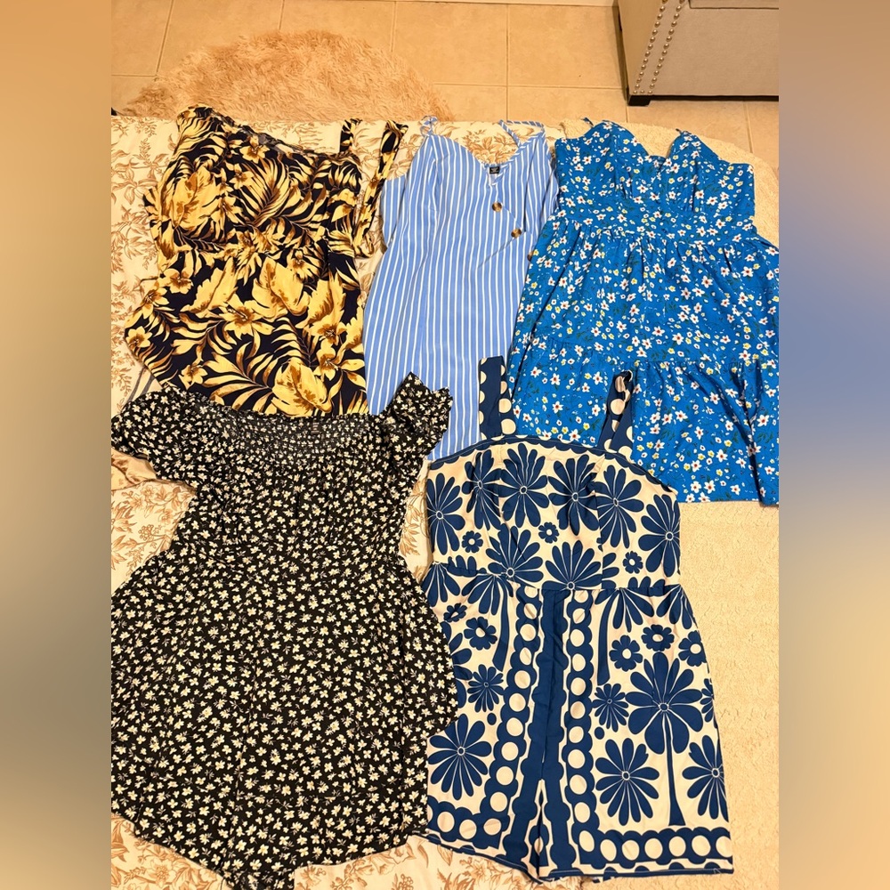 5 pieces Floral and Striped Dress Collection
